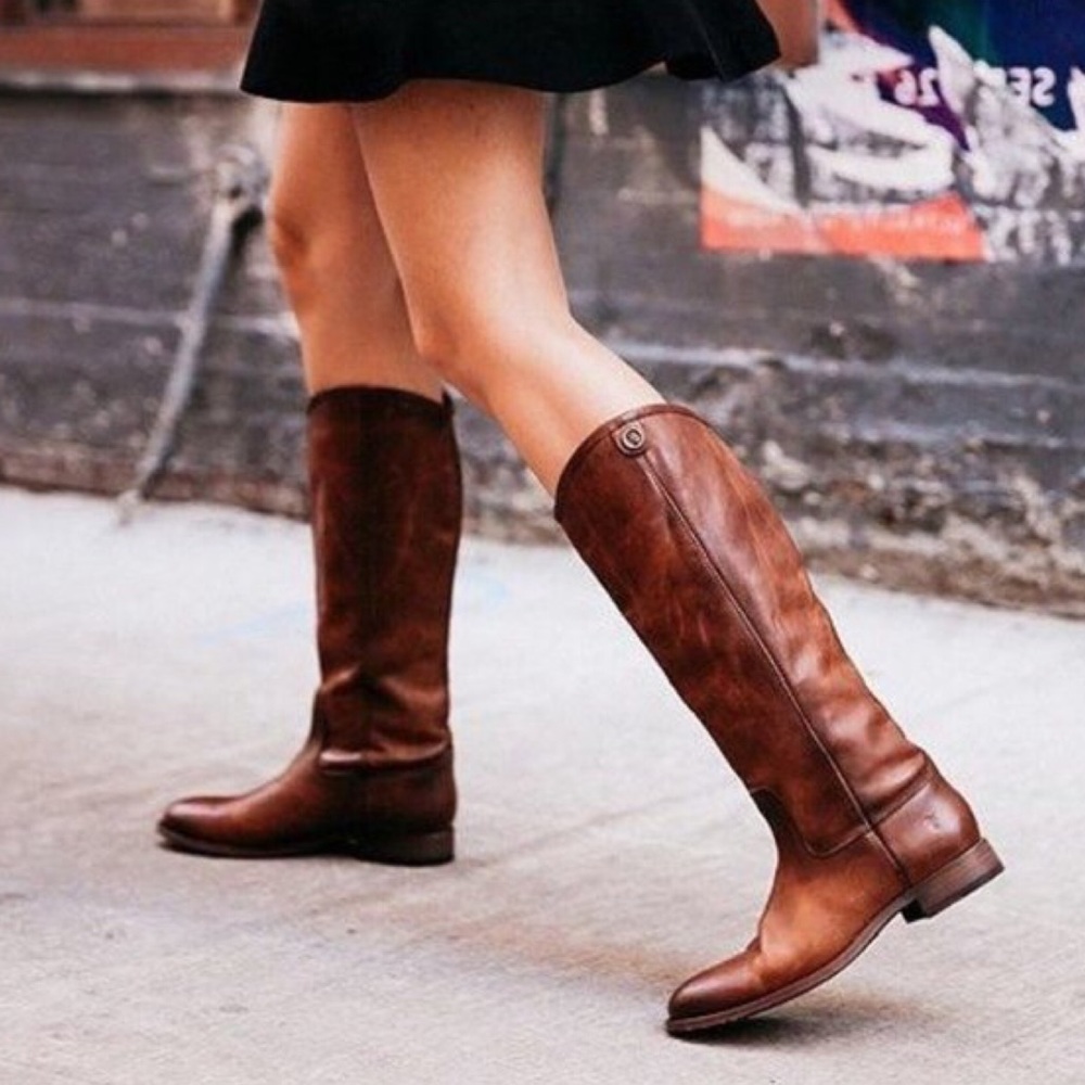 $399 Frye Melissa Button 2 Cognac Leather Equestrian Riding Knee High Tall Boots